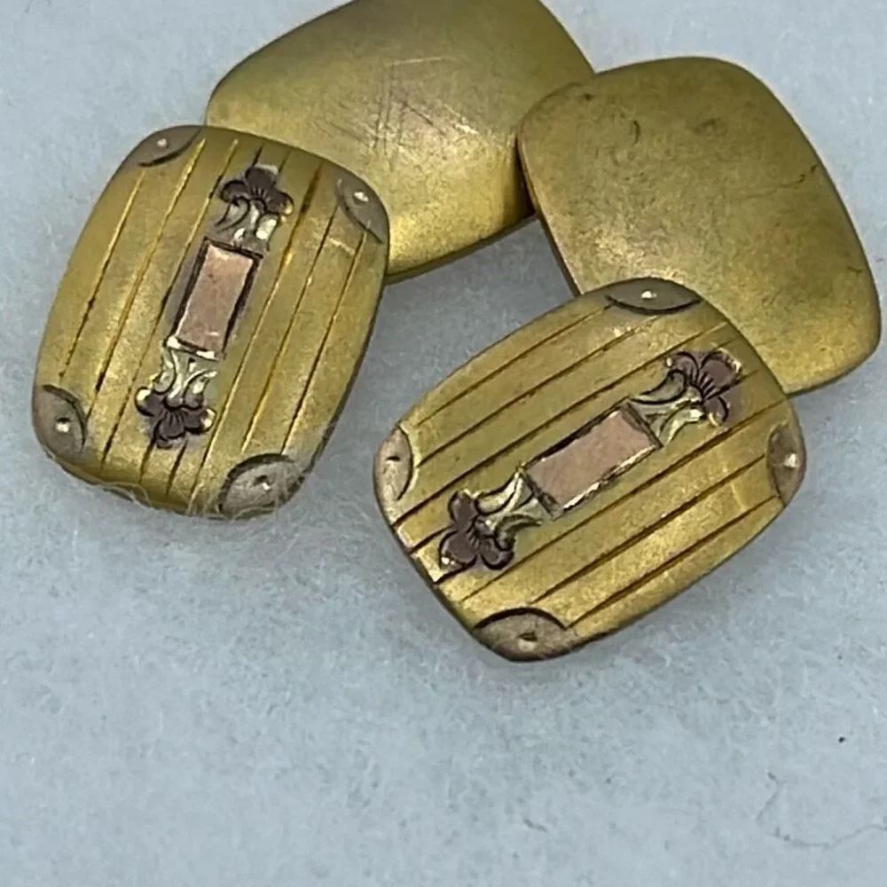 Antique-vintage gold plated cuff links and collar link.
